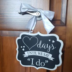 Wedding Countdown Chalkboard Sign with Ribbon